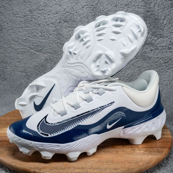 Nike Men's Alpha Huarache Elite 4 Low MCS - FD6255 103 - White / Blue - Size: 14 - Picture 1 of 7